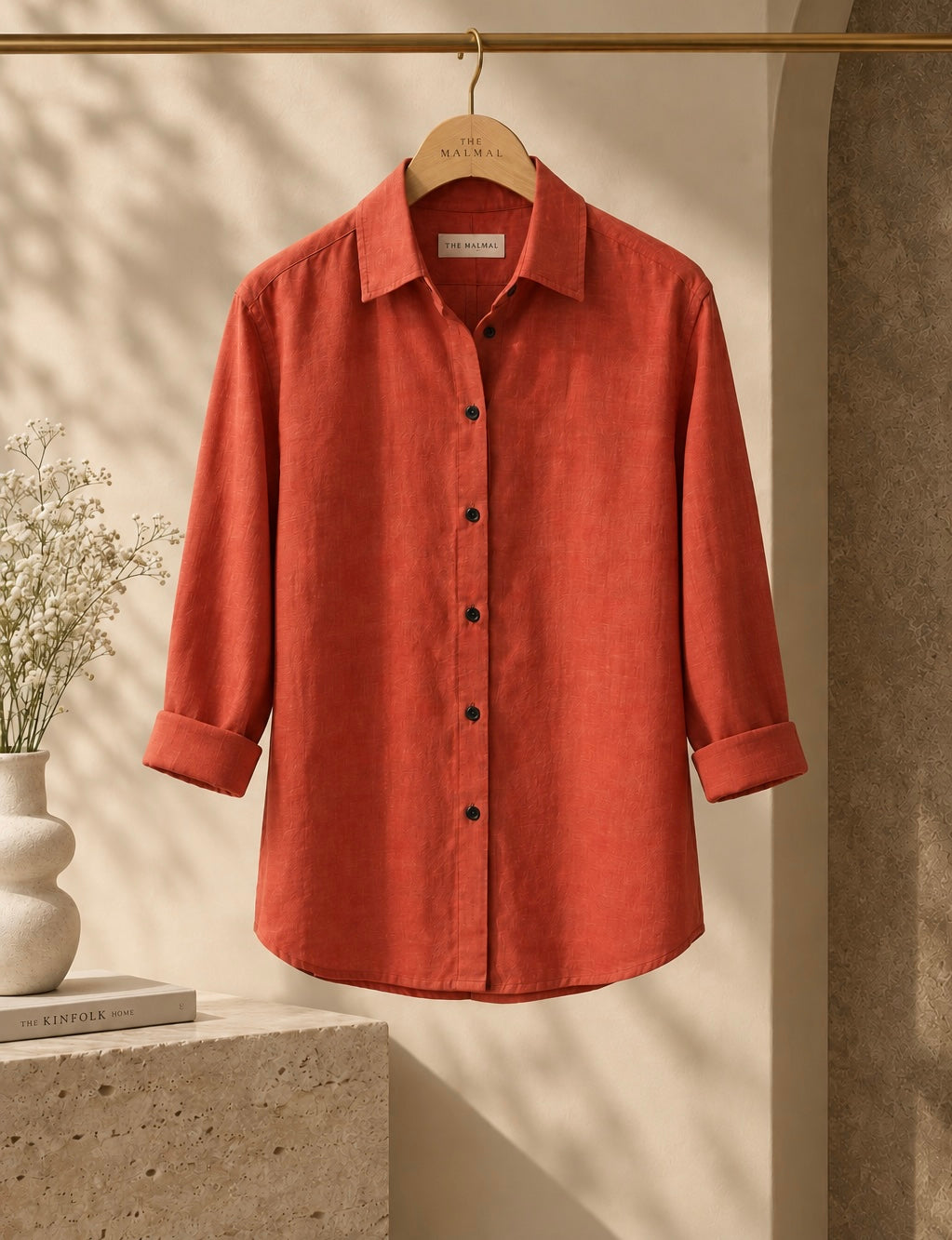 Solid Brick Linen Shirt
