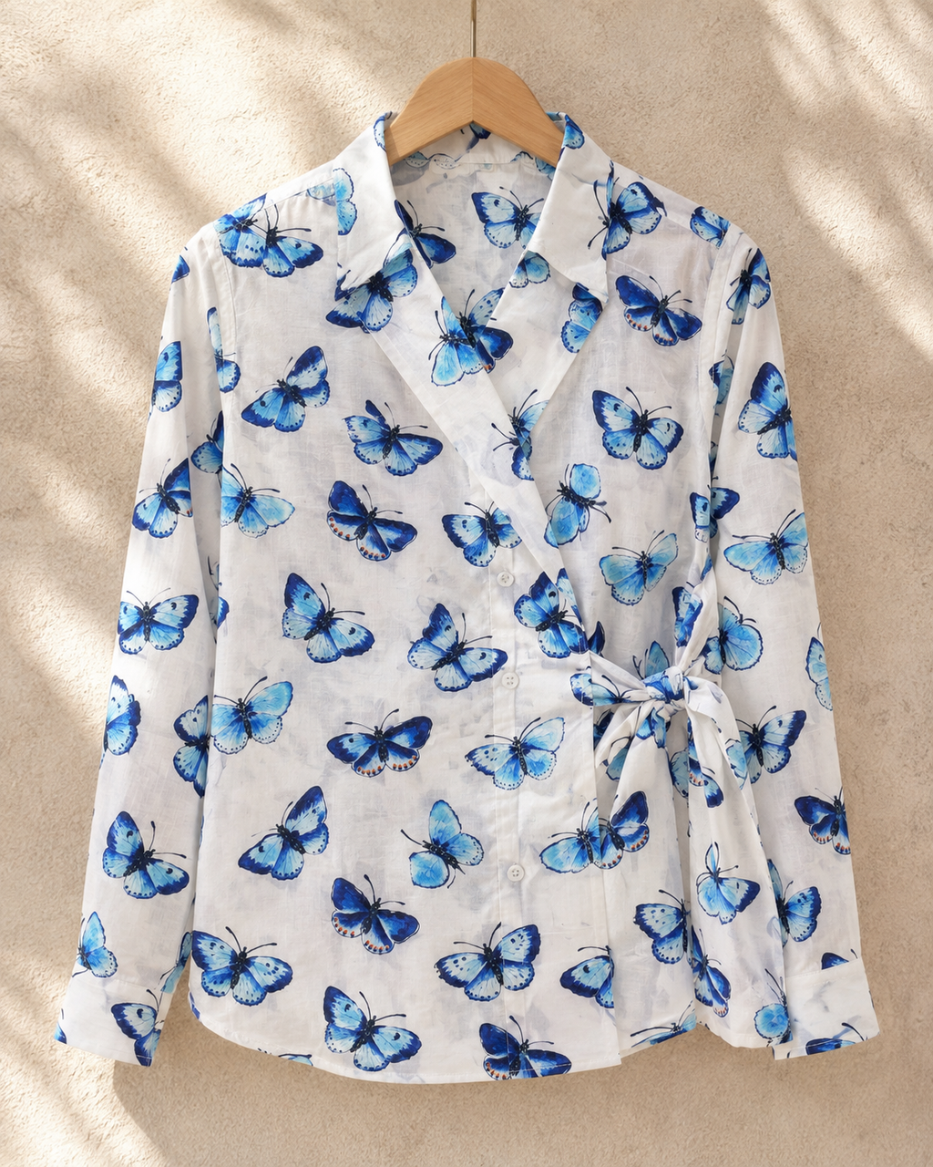 Azure Butterfly Side-Knot Shirt