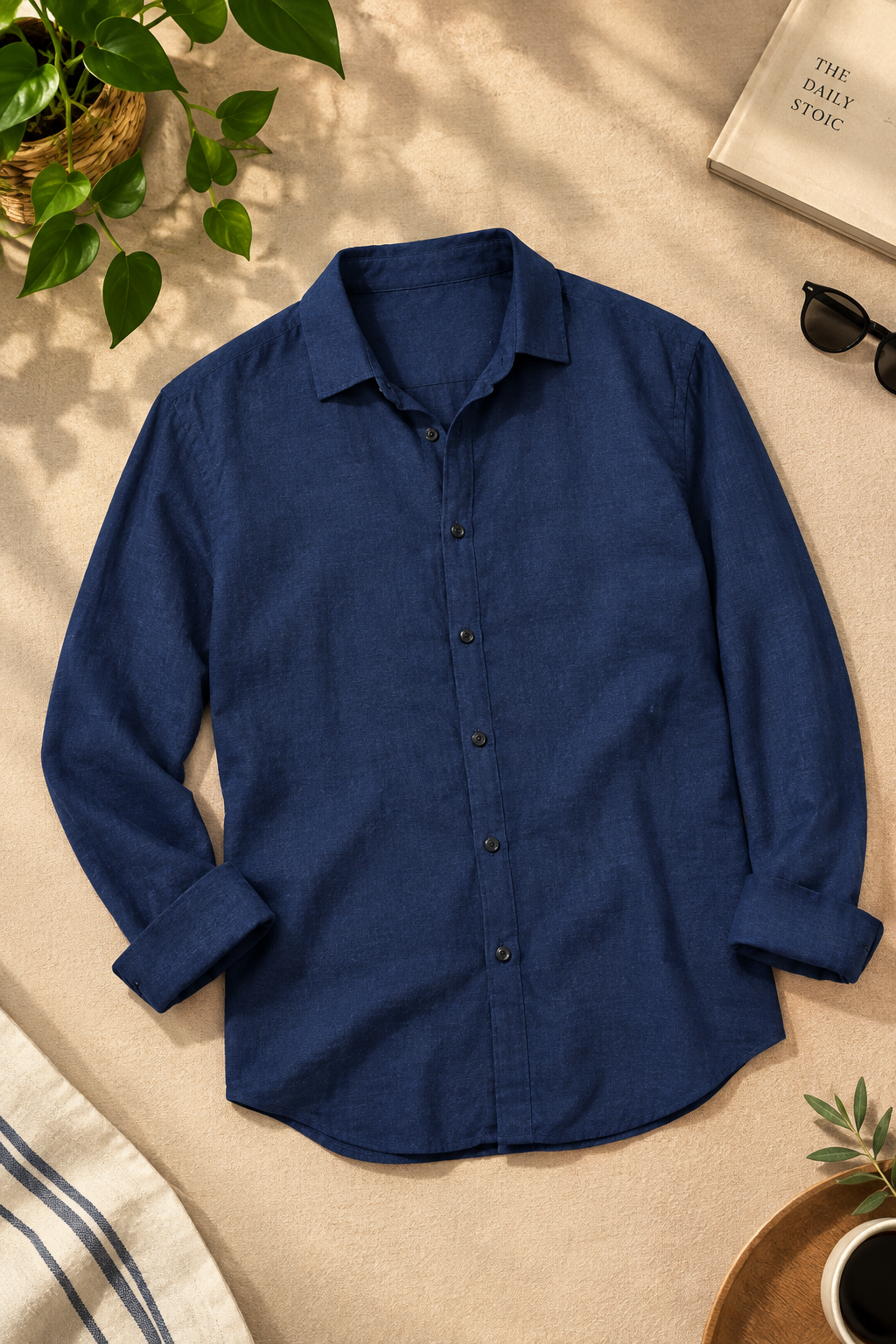 Navy Blue Linen Shirt