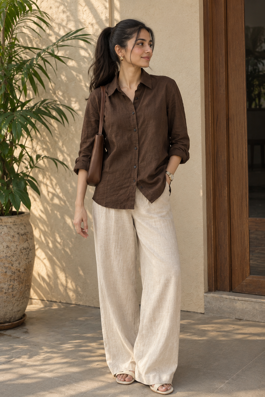 Coffee Brown Linen Shirt